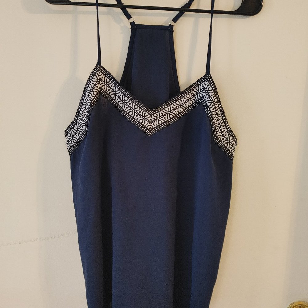 Blue Camisole with Stitching Detail